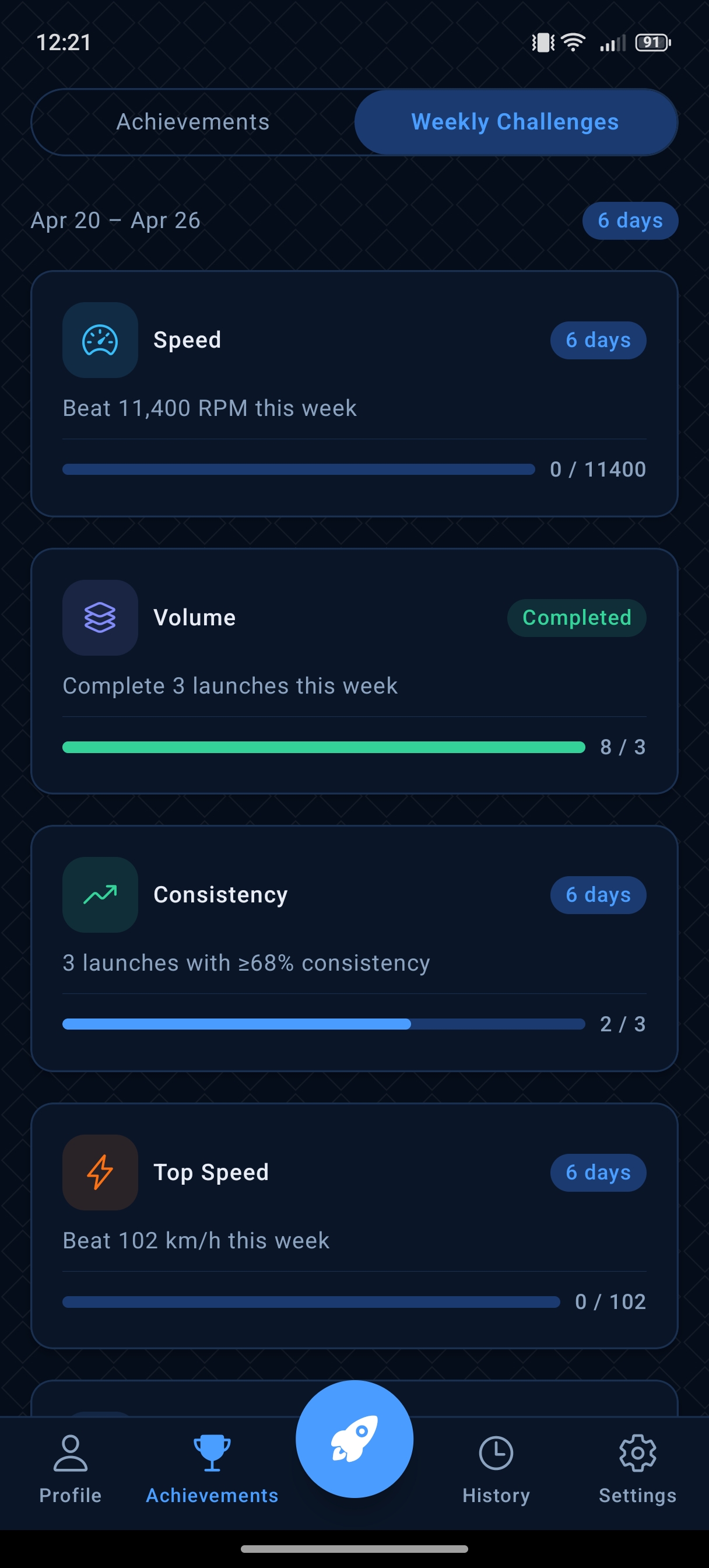 App — weekly challenges